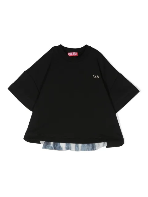 Diesel Kids تيشيرت ببروش شعار وجزء متباين اللون