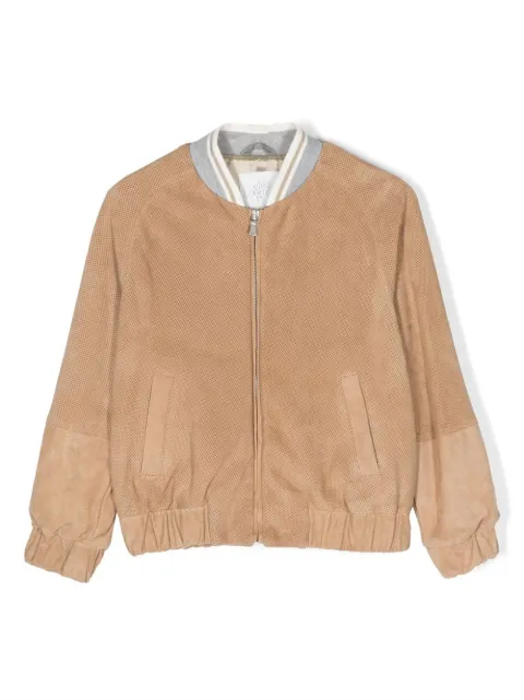 Eleventy Kids perforated leather bomber jacket
