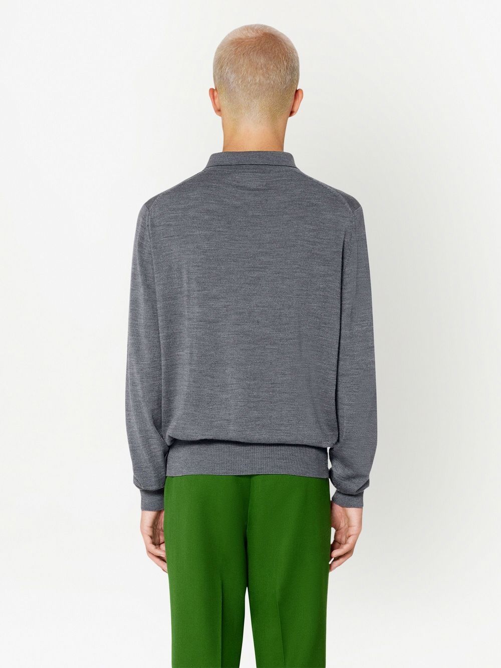 Shop Ami Alexandre Mattiussi Diamond-knit Polo Shirt In Grey