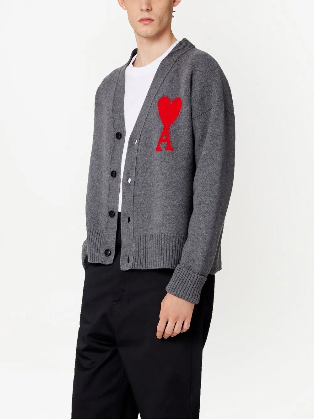 Ami Alexandre Mattiussi Ami De Caur Cardigan In Grey