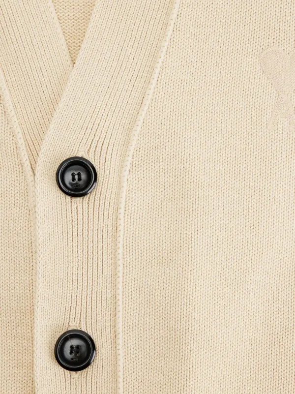 AMI Paris Ami De Coeur button-up Cardigan | Neutrals | FARFETCH