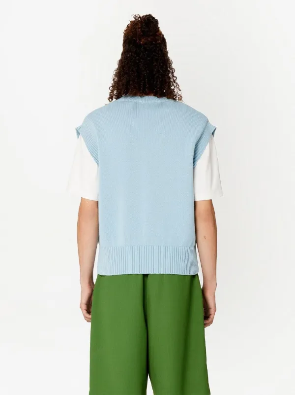 ami paris ライトブルー Vネックニットベスト　パールおまけ付 AMI Paris Ami De Coeur ベスト | ブルー | FARFETCH JP