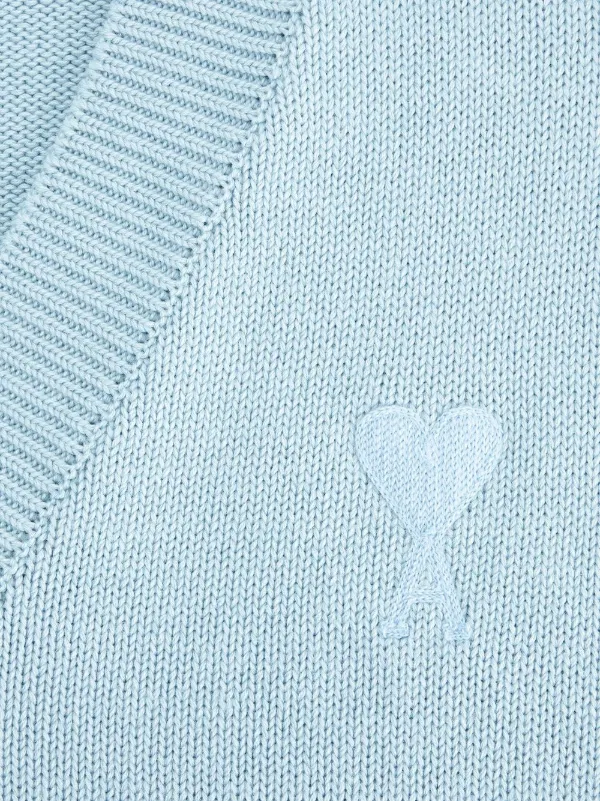 ami paris ライトブルー Vネックニットベスト　パールおまけ付 AMI Paris Ami De Coeur ベスト | ブルー | FARFETCH JP