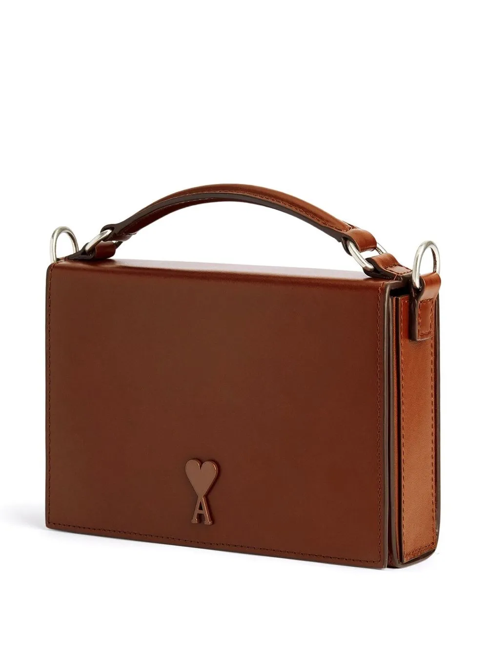 Shop Ami Alexandre Mattiussi Ami De Coeur Shoulder Bag In Brown