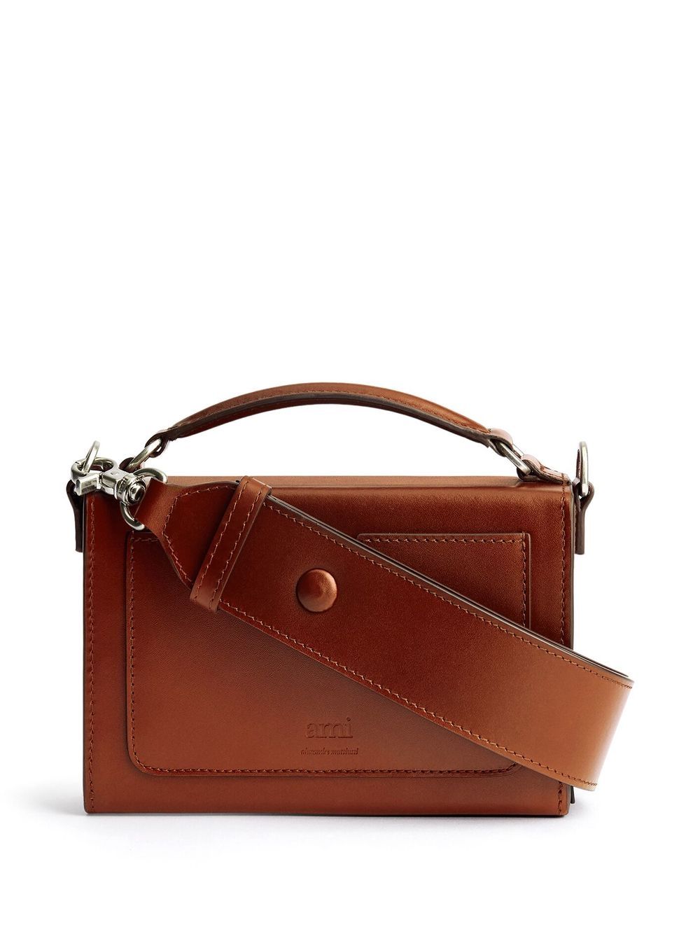 Shop Ami Alexandre Mattiussi Ami De Coeur Shoulder Bag In Brown