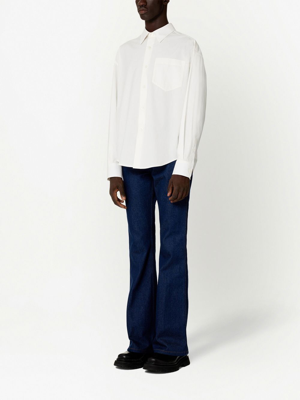 Shop Ami Alexandre Mattiussi Classic Button-up Shirt In White