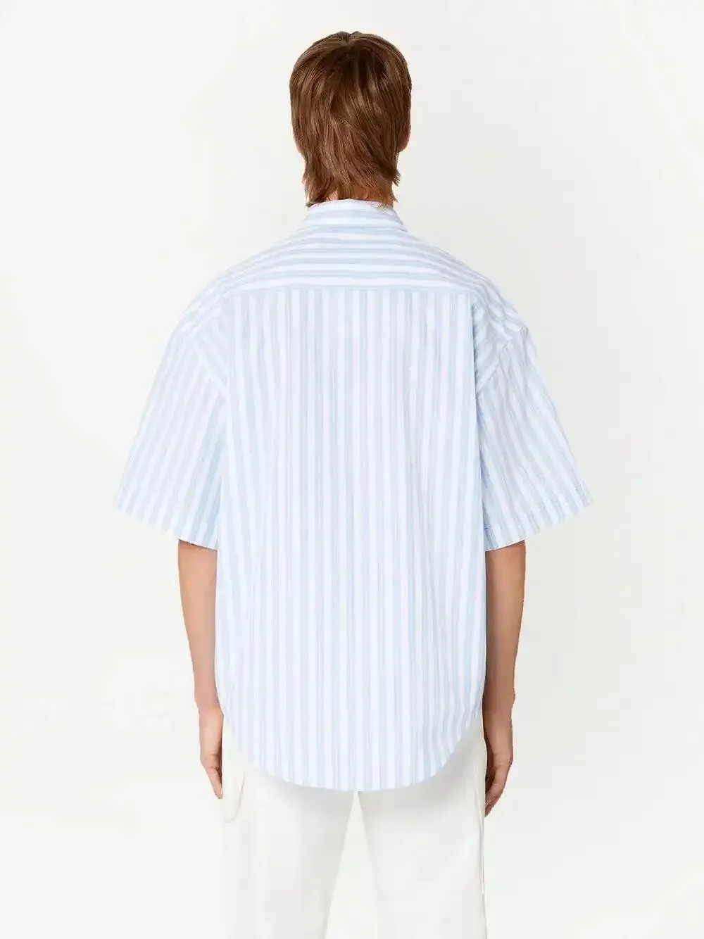 AMI Paris Striped short-sleeve Shirt | Blue | FARFETCH