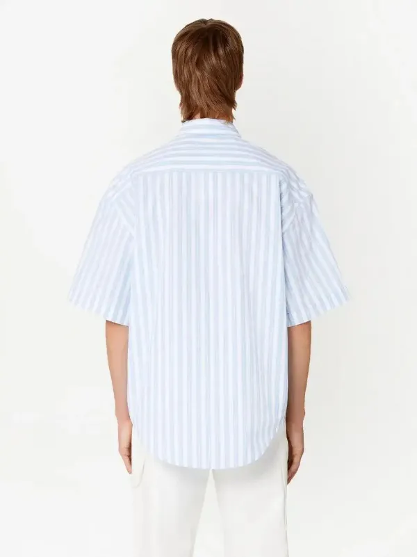 AMI Paris Striped short-sleeve Shirt | Blue | FARFETCH