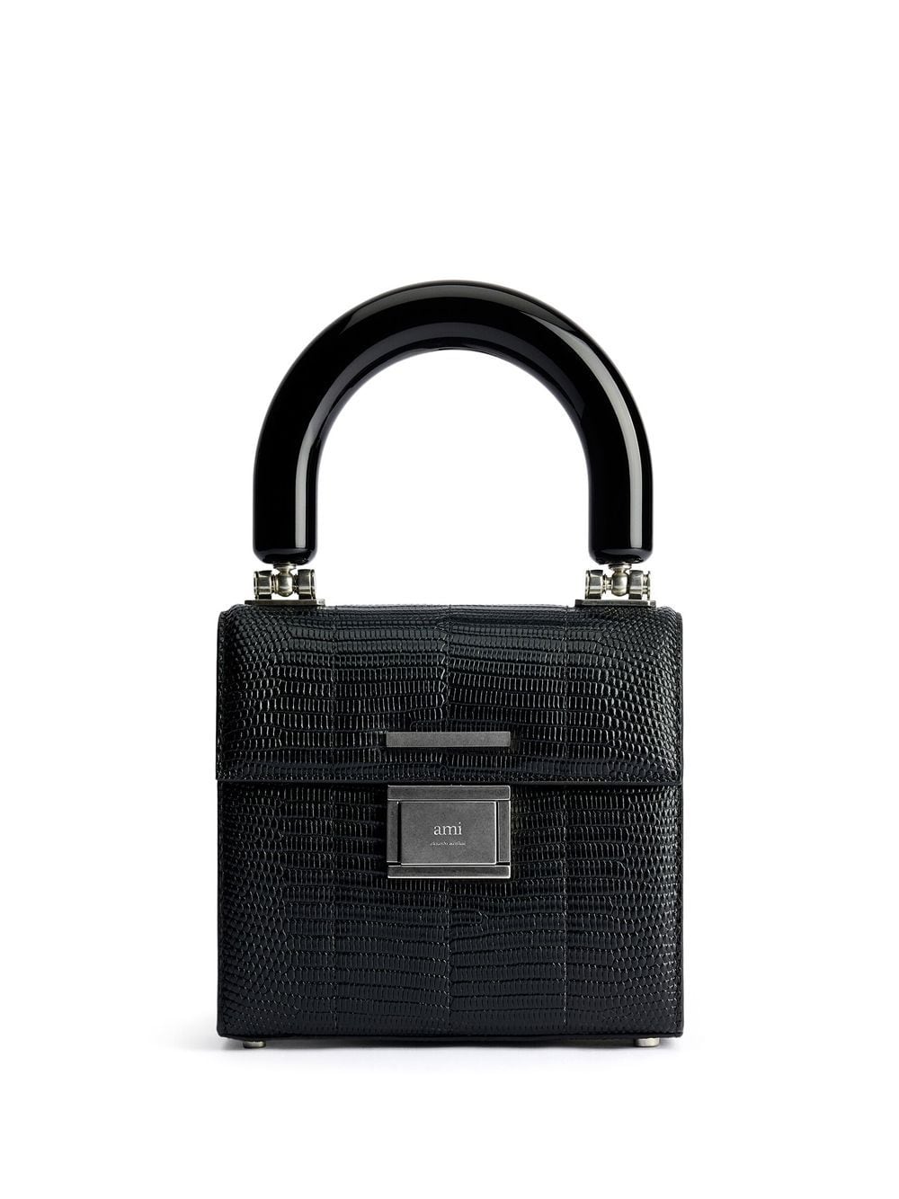 Ami Alexandre Mattiussi Textured Leather Shoulder Bag In Black