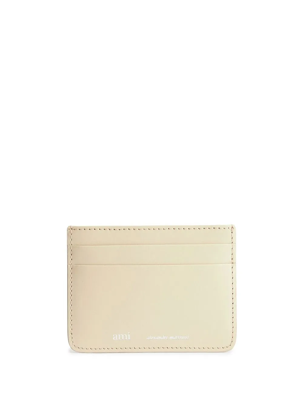 

AMI Paris logo-detail leather cardholder - Neutrals