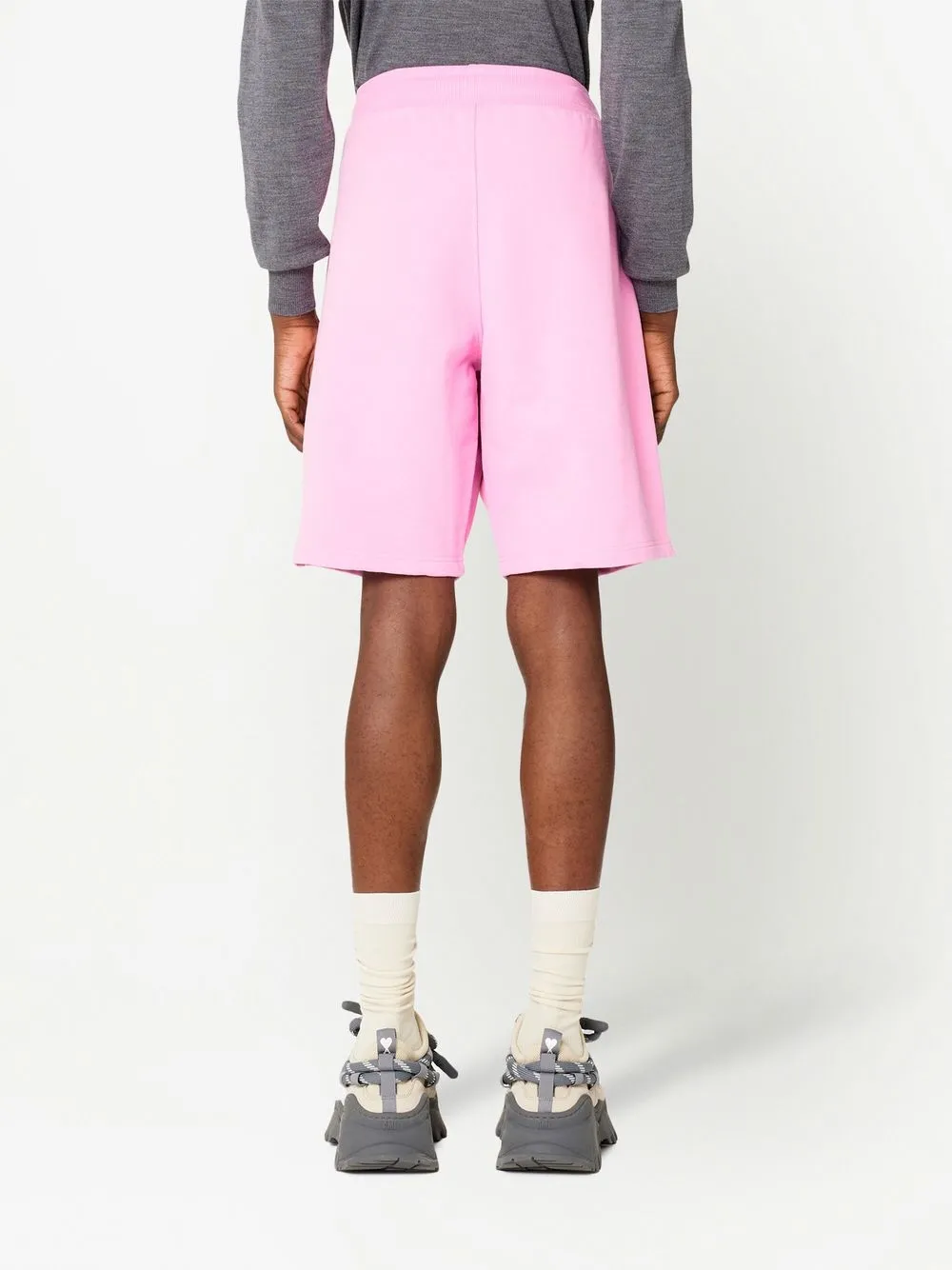 Shop Ami Alexandre Mattiussi Embroidered-logo Track Shorts In Pink