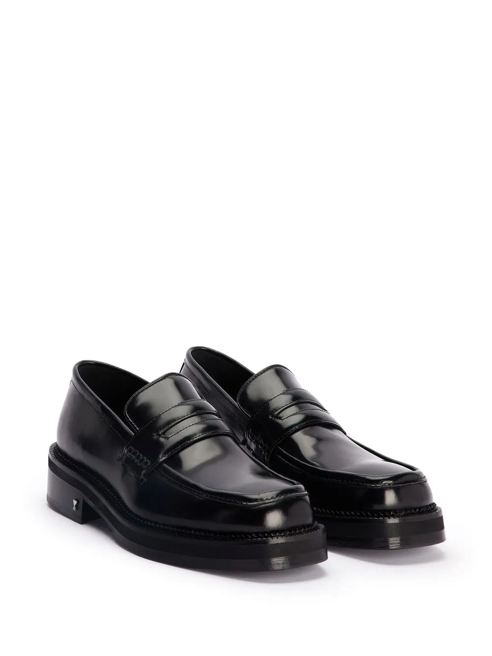 Ami Paris Brown Square Toe Loafers in Black for Men