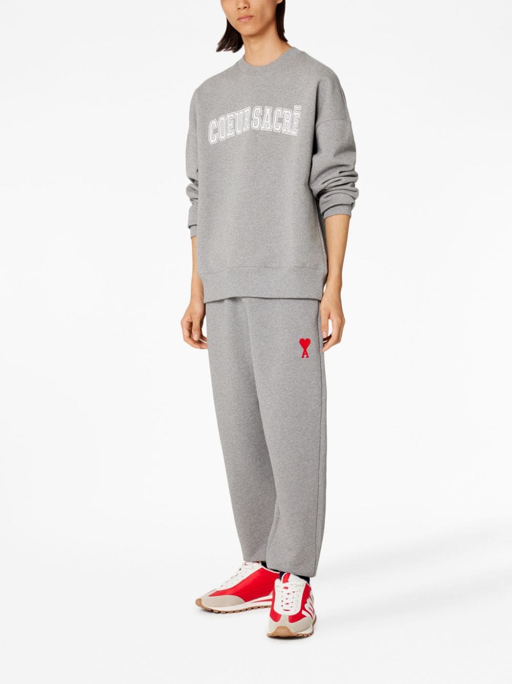 Shop Ami Alexandre Mattiussi Embroidered-logo Track Pants In 灰色