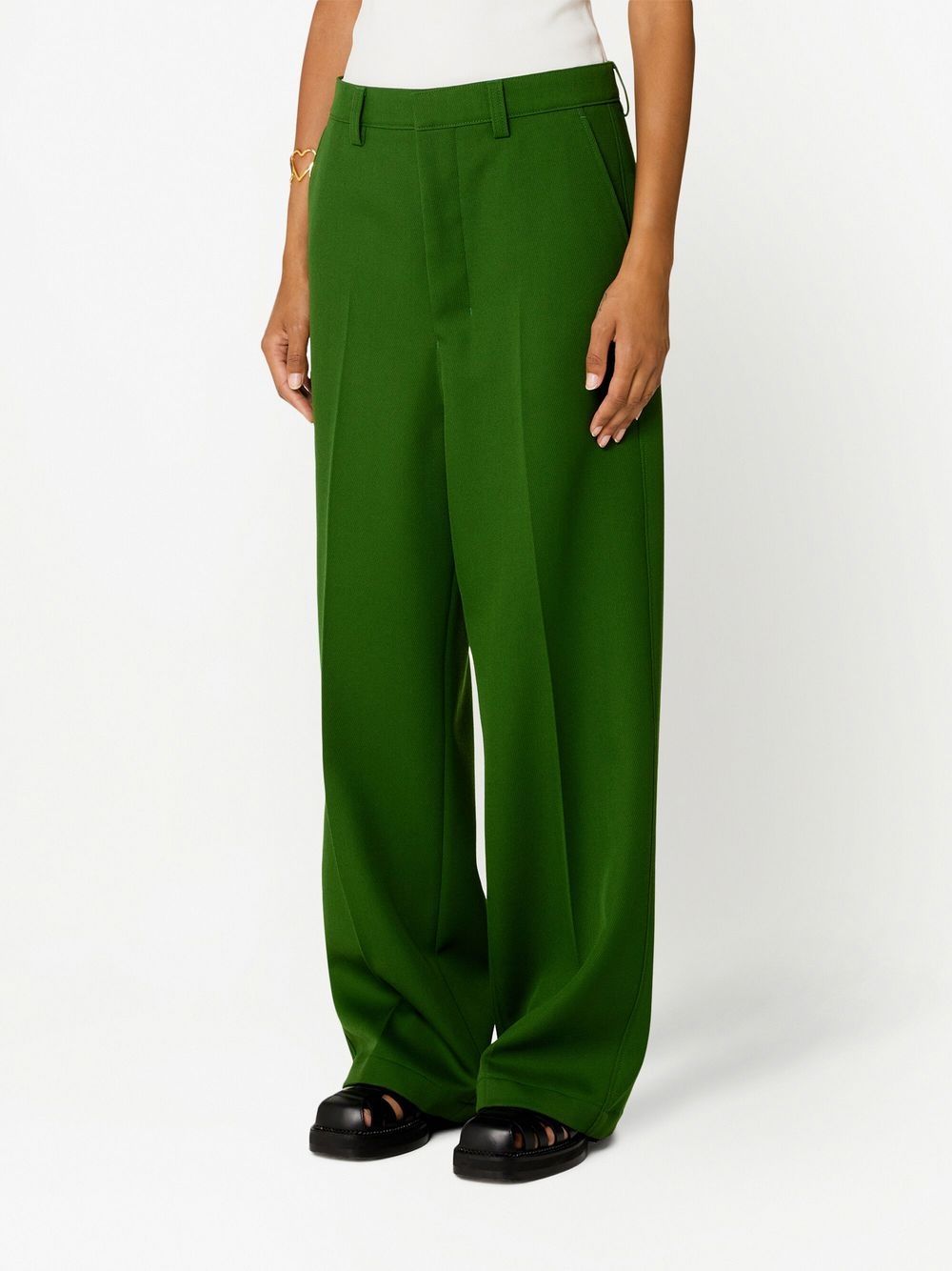 Shop Ami Alexandre Mattiussi Wide-leg Trousers In Green