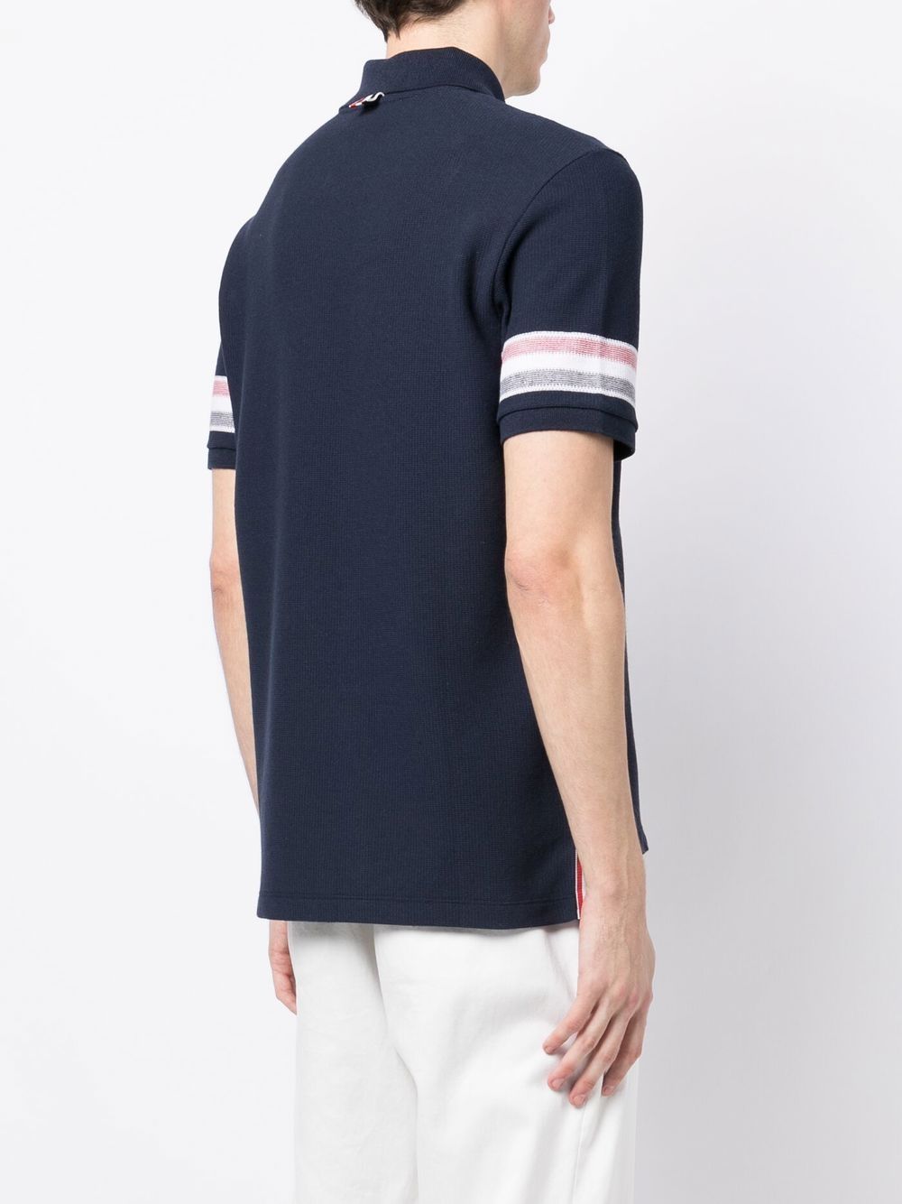 Shop Thom Browne Chest Logo-patch Polo Shirt In Blue