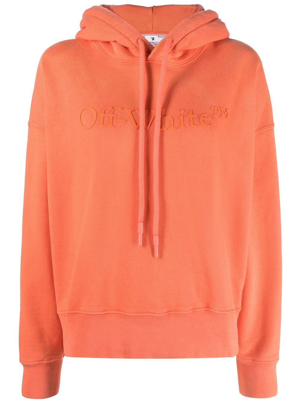 Shop Off-white Logo-embossed Drawstring Hoodie In 橘色