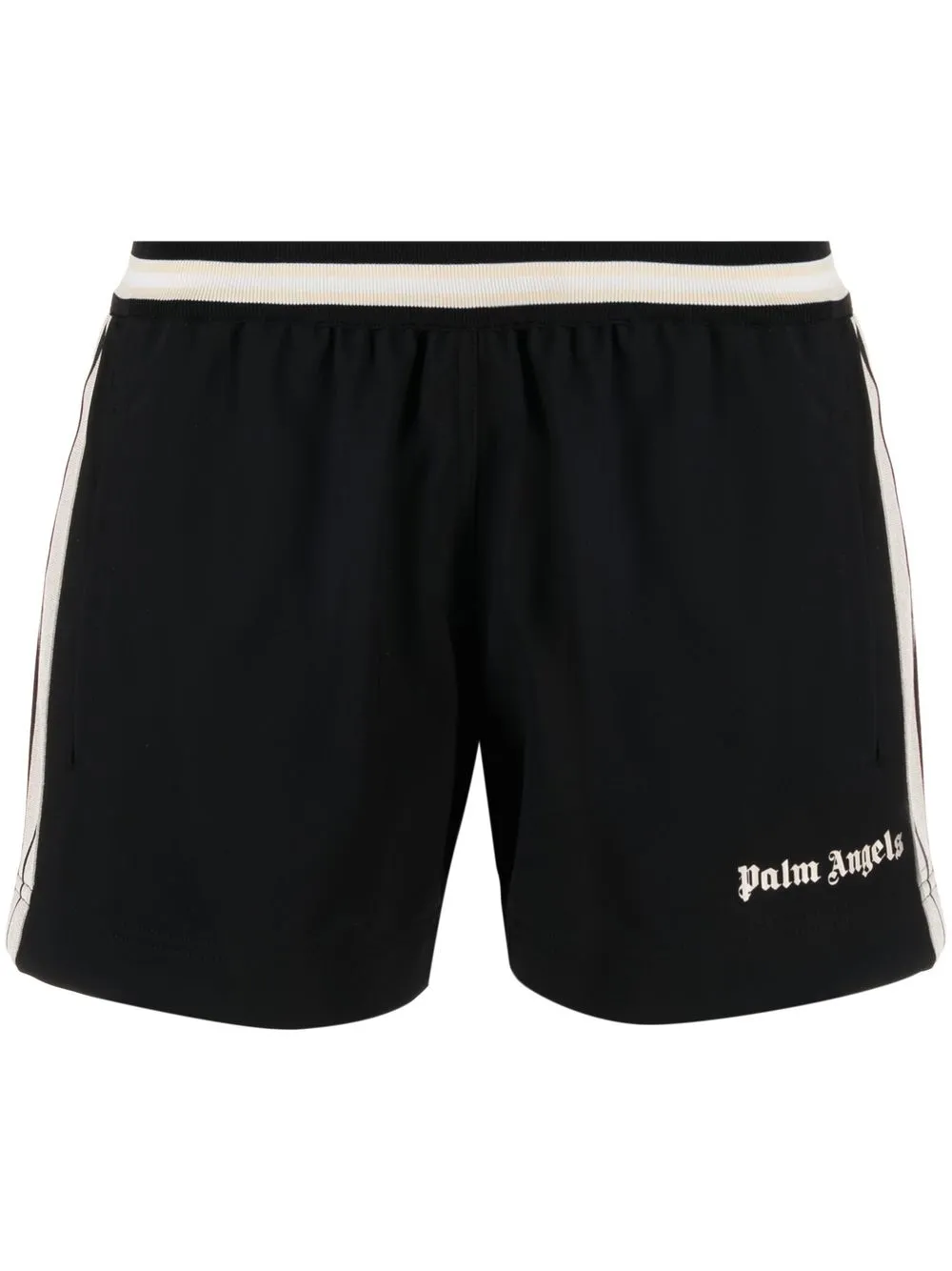 

Palm Angels logo-print stripe-detail shorts - Black