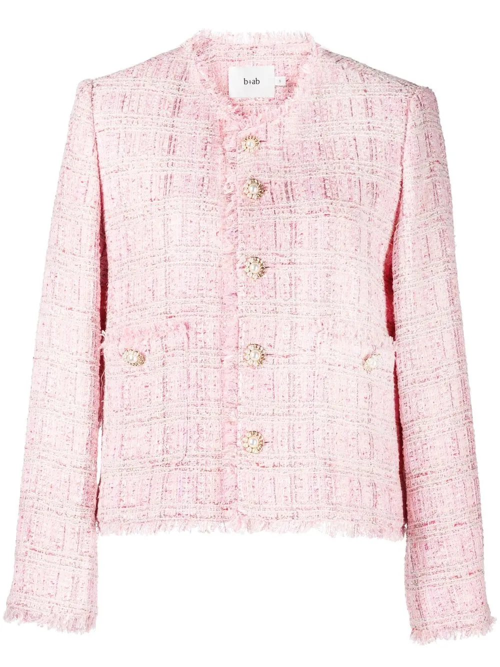 

b+ab tweed frayed-edge jacket - Pink