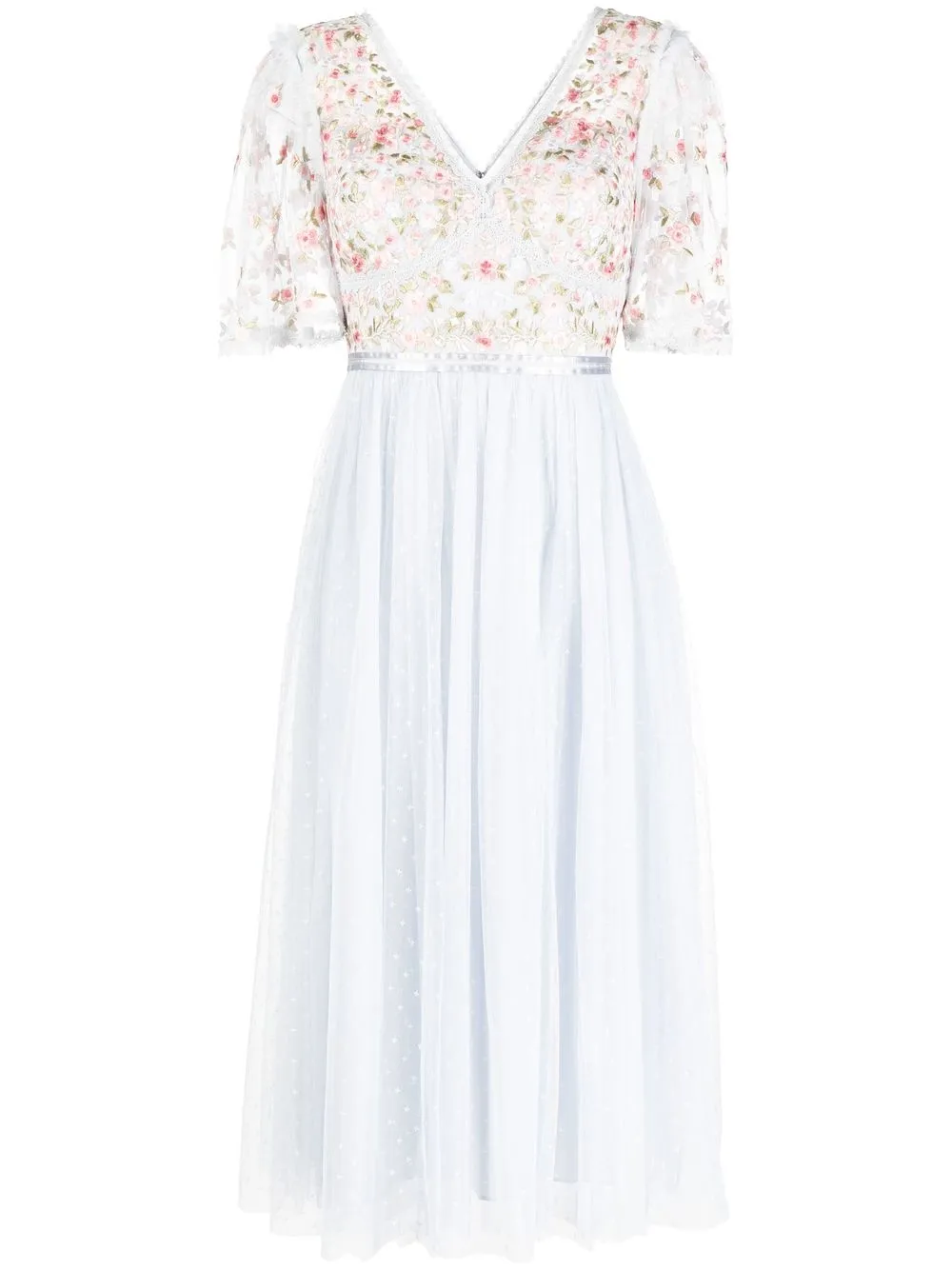 

Needle & Thread embroidered-floral detail midi dress - Blue