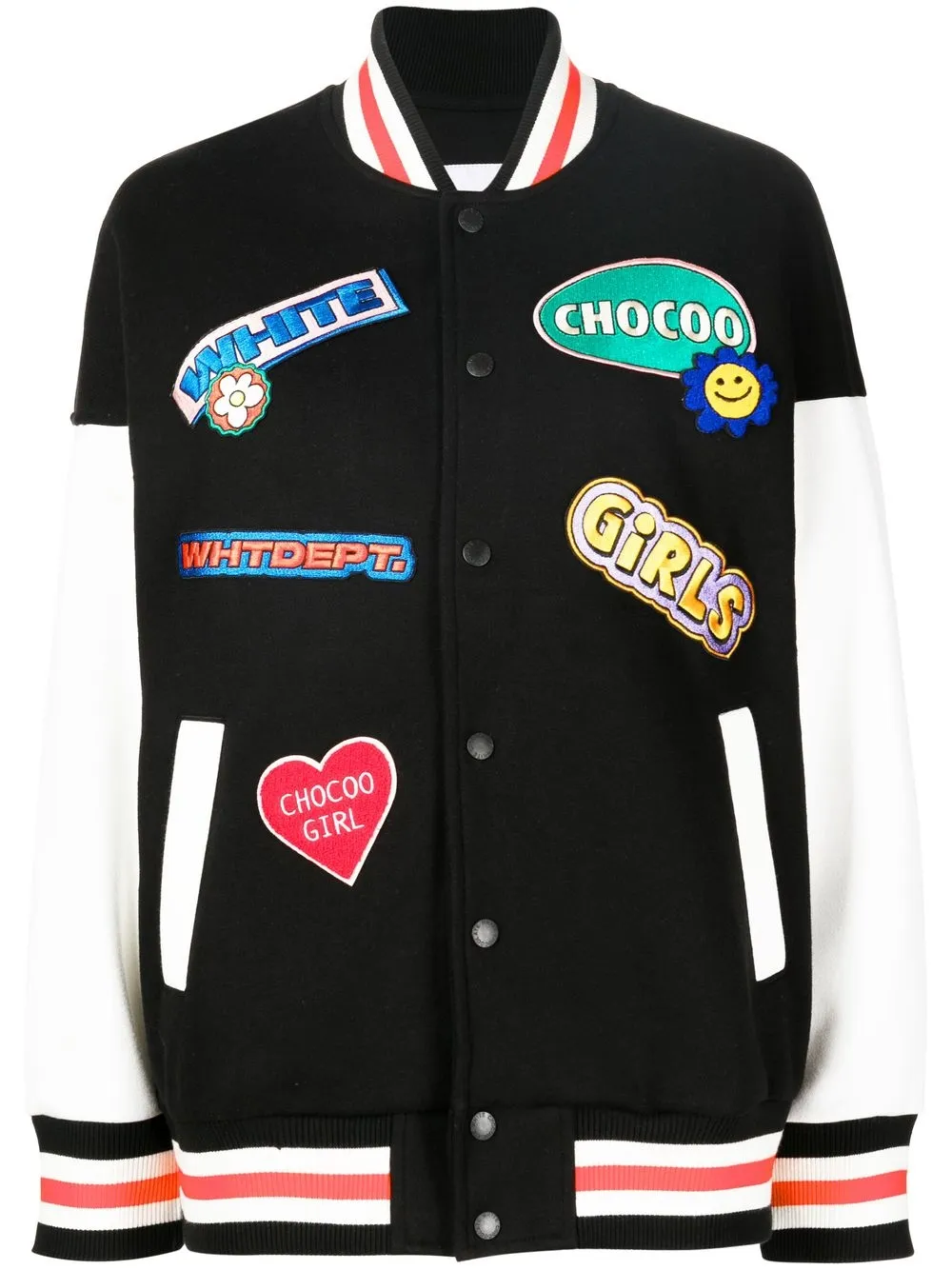 

CHOCOOLATE motif-embroidery baseball jacket - Black