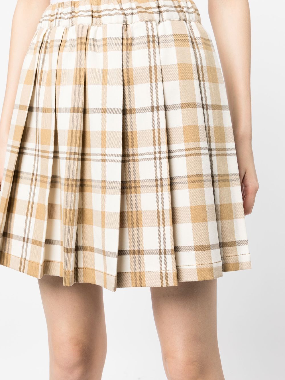 Shop Chocoolate Tartan-print Flared Mini Skirt In Brown