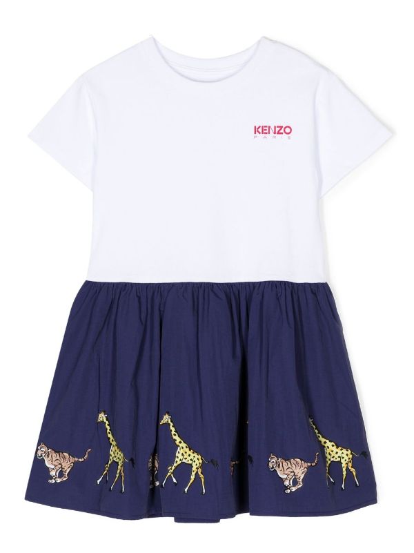 Kenzo Kids-girls Pale Blue Logo Dress