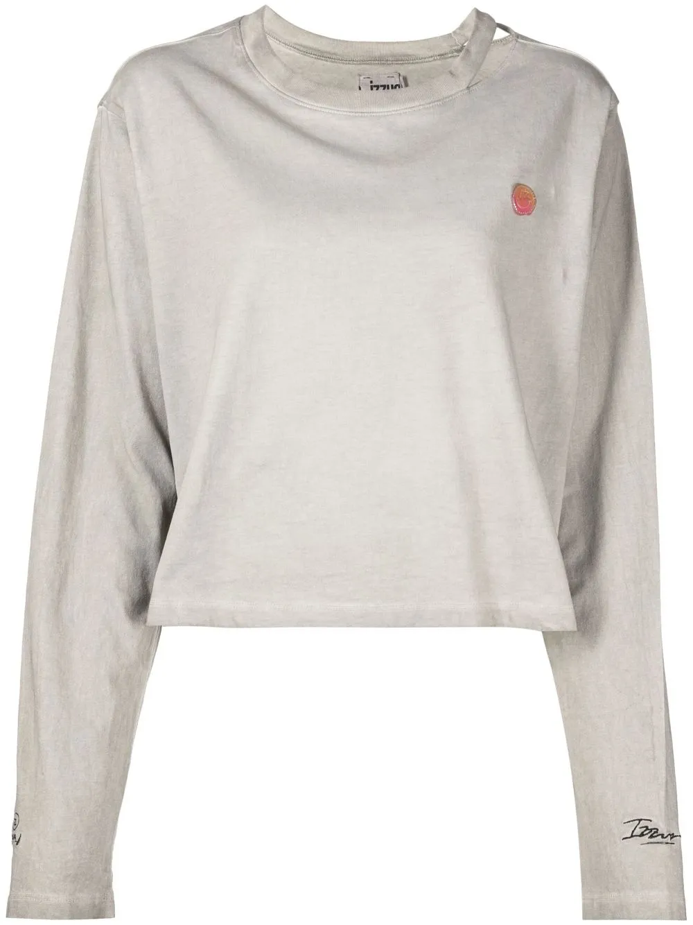 

izzue print-detail long sleeve T-shirt - Grey