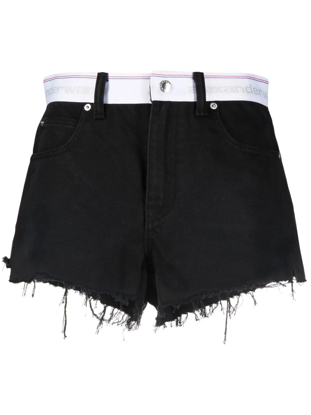 

Alexander Wang logo-waist raw-cut hem shorts - 11 WASHED BLACK