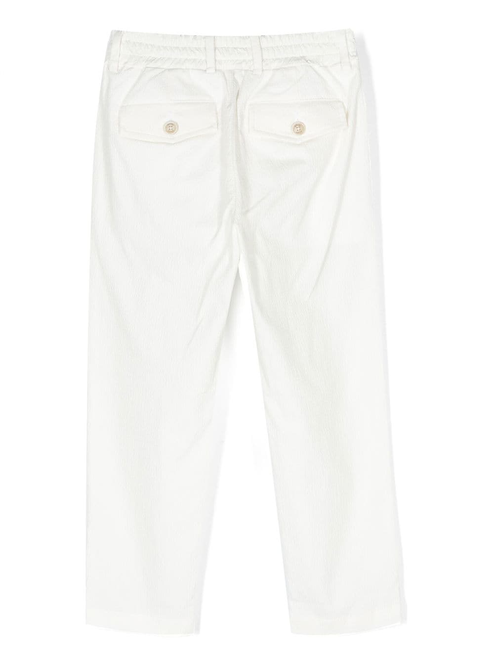 Shop Eleventy Drawstring-waist Cotton Trousers In White