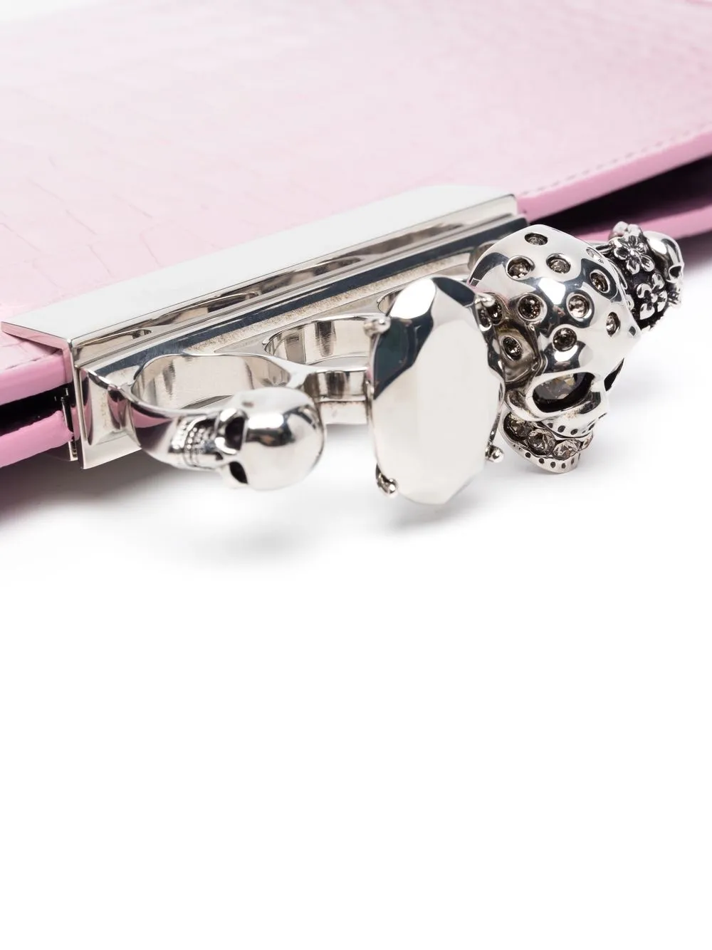 Alexander Mcqueen Signature Four-ring Clutch Bag In Pink
