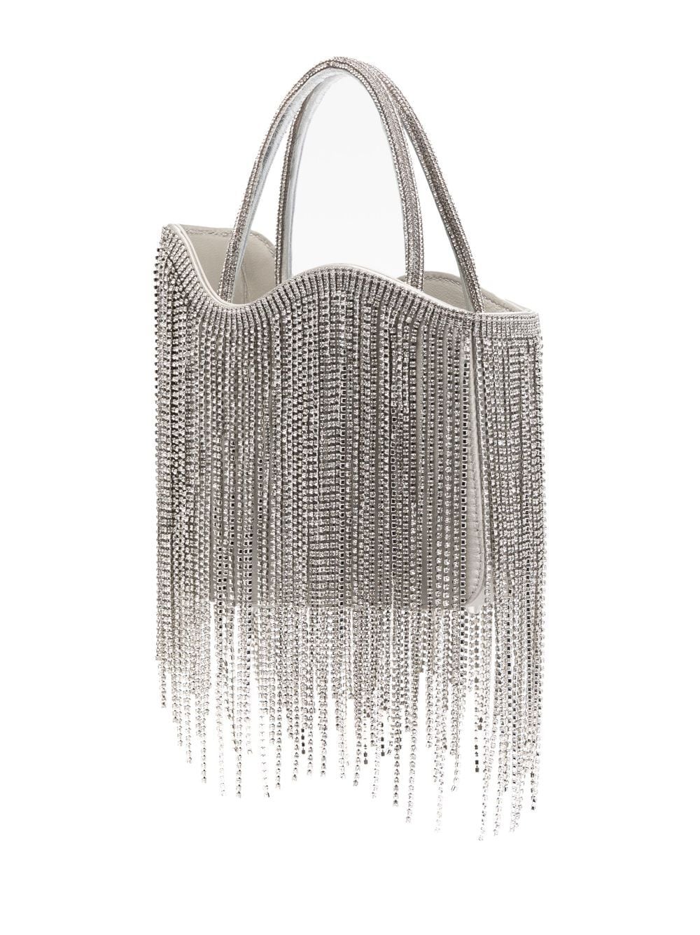 Shop Le Silla Ivy Crystal-fringe Mini Bag In Grey