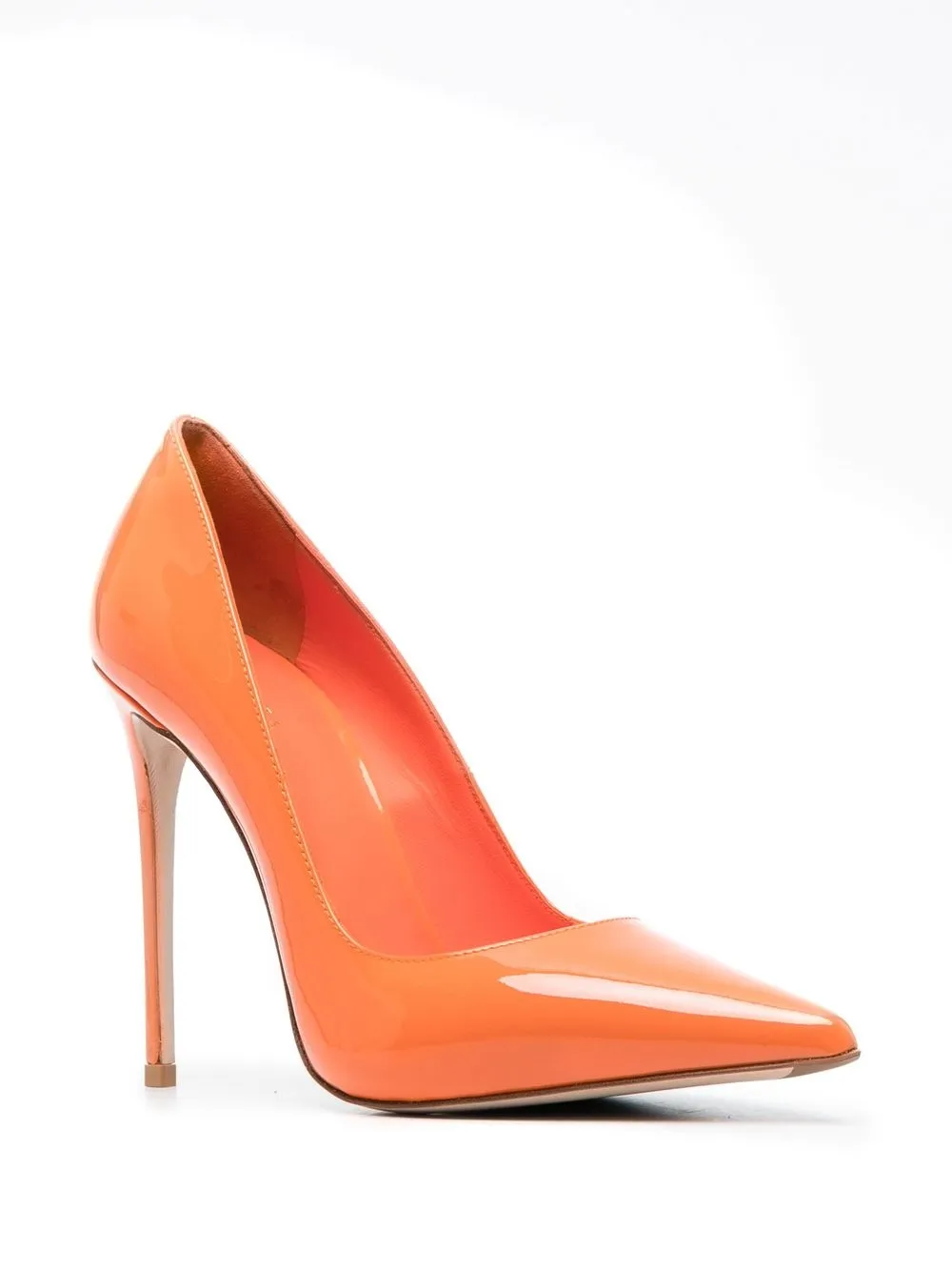 Shop Le Silla Eva 120mm Patent-leather Pumps In Orange