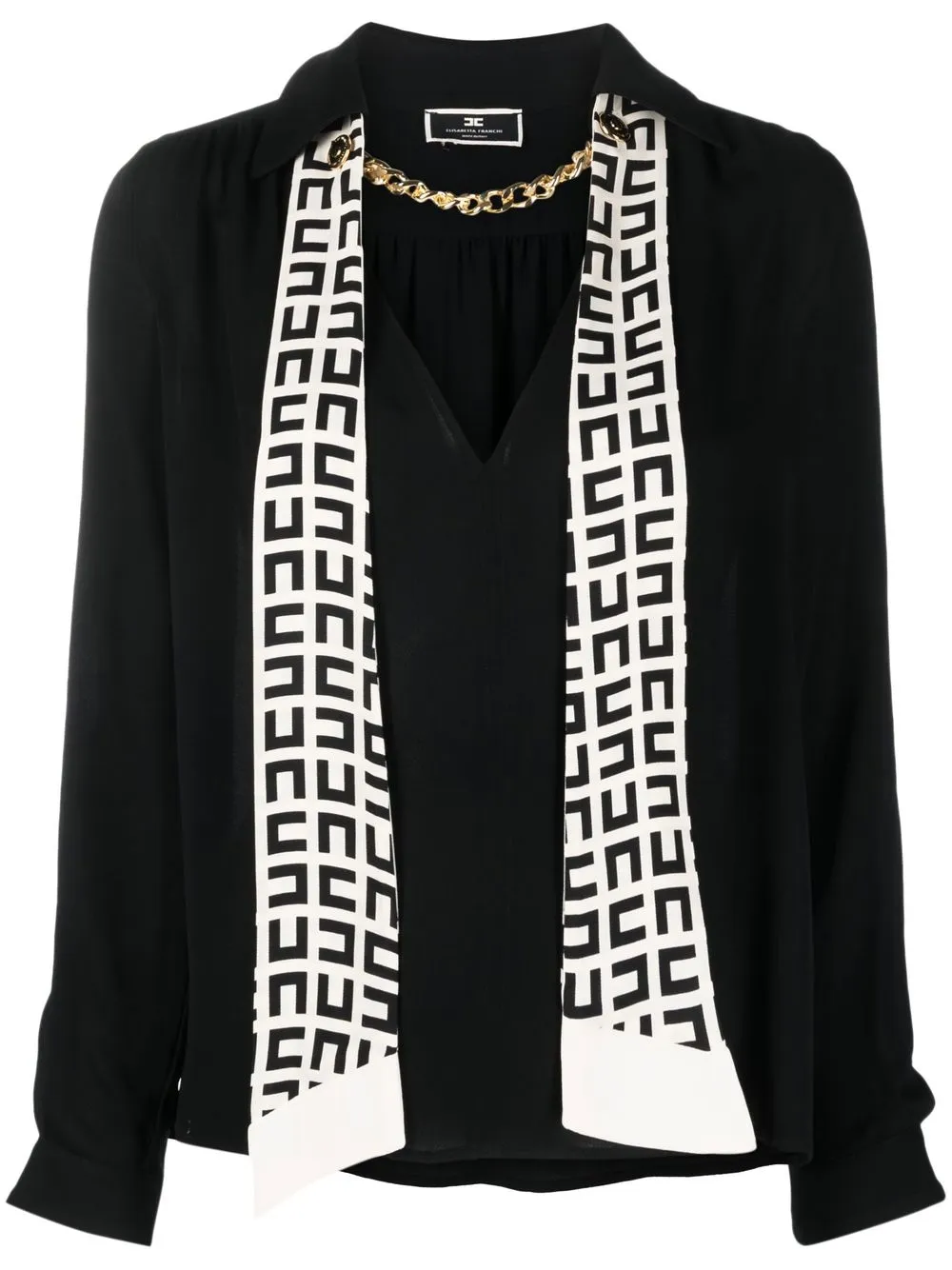 

Elisabetta Franchi scarf-detail chain-trim blouse - Black
