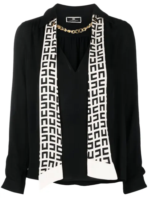 Elisabetta Franchi - scarf-detail chain-trim blouse