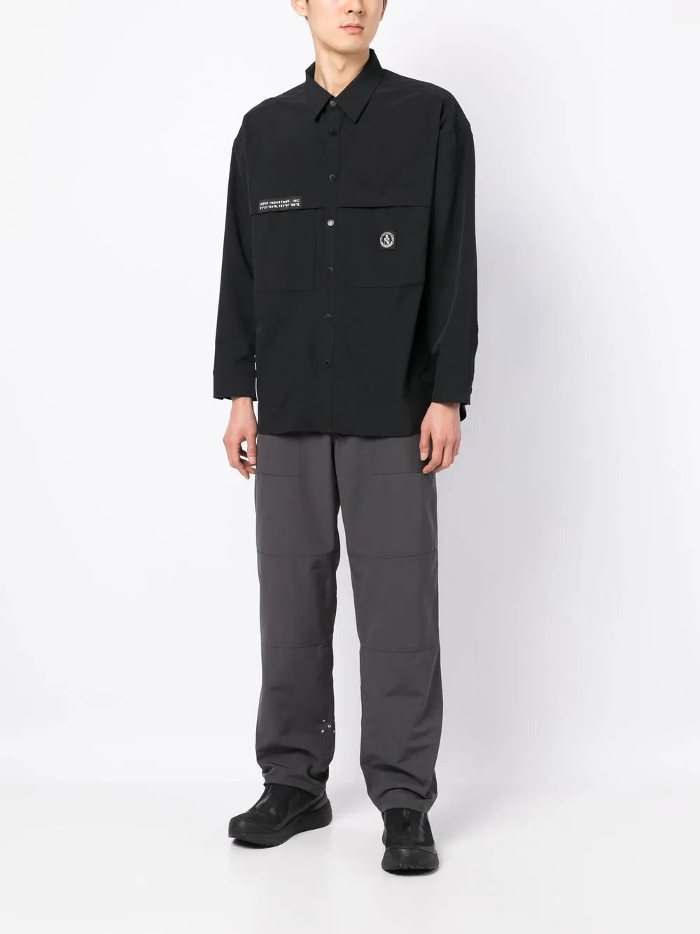 izzue Overhemd met logopatch - Zwart