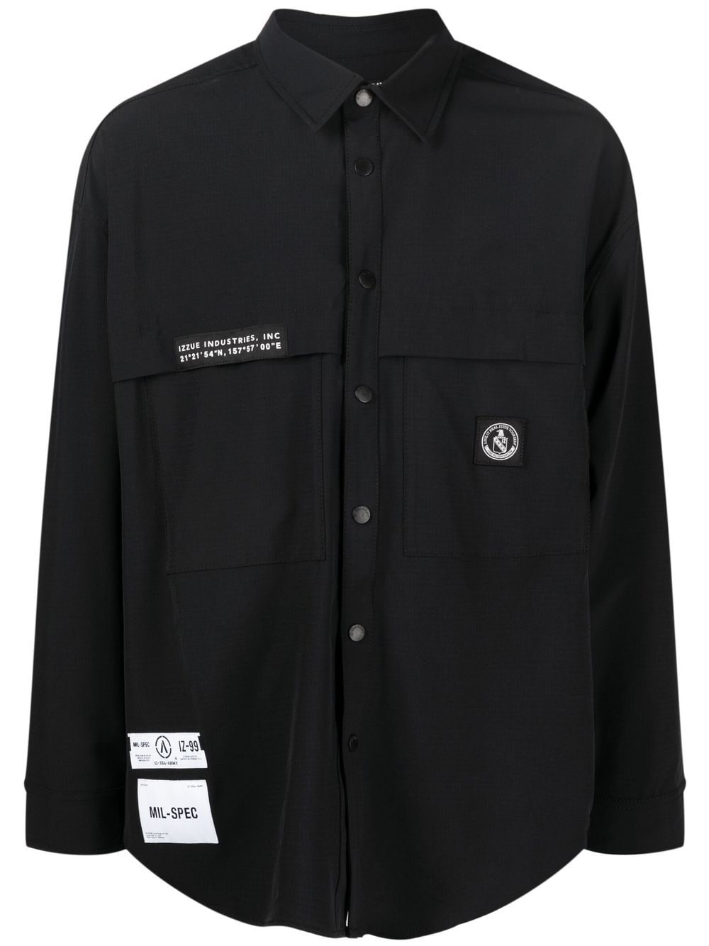 Izzue Logo-patch Button-up Shirt In Black