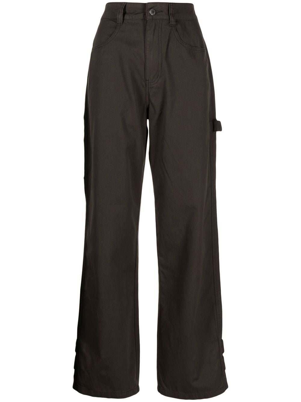Shop Izzue High-waisted Wide-leg Trousers In Brown