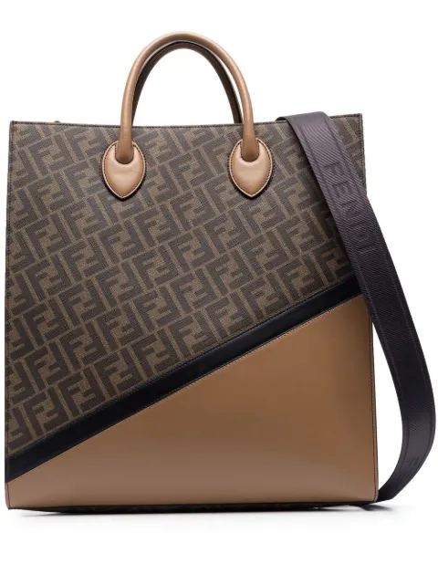 FENDI leather monogram-print tote bag 