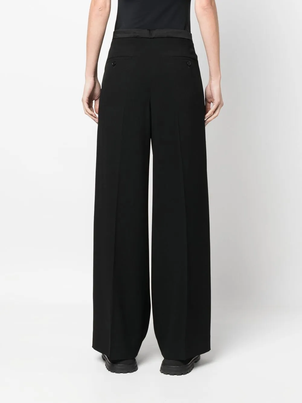 ASPESI Satin-trim Pleated Trousers in Black, view 4