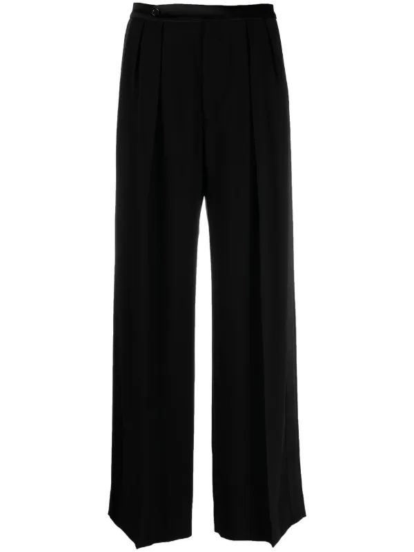 ASPESI Satin-trim Pleated Trousers in Black