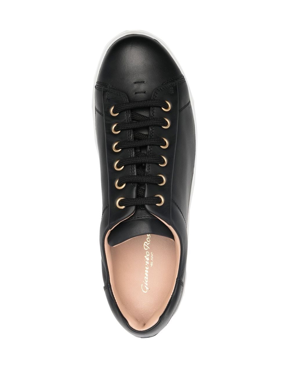 Shop Gianvito Rossi Leather Lace-up Sneakers In Black