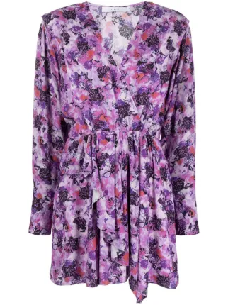 Purple floral print dress best sale