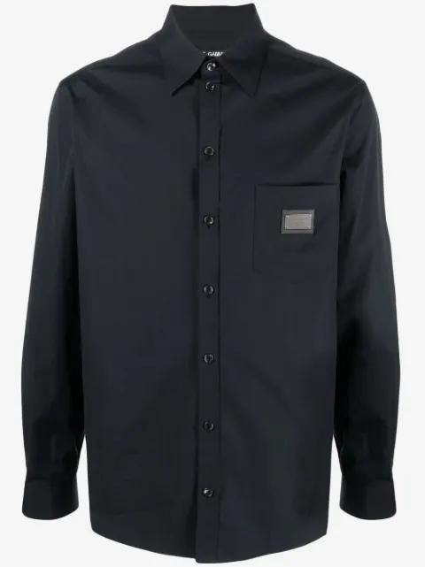 Dolce & Gabbana logo-plaque cotton-poplin shirt