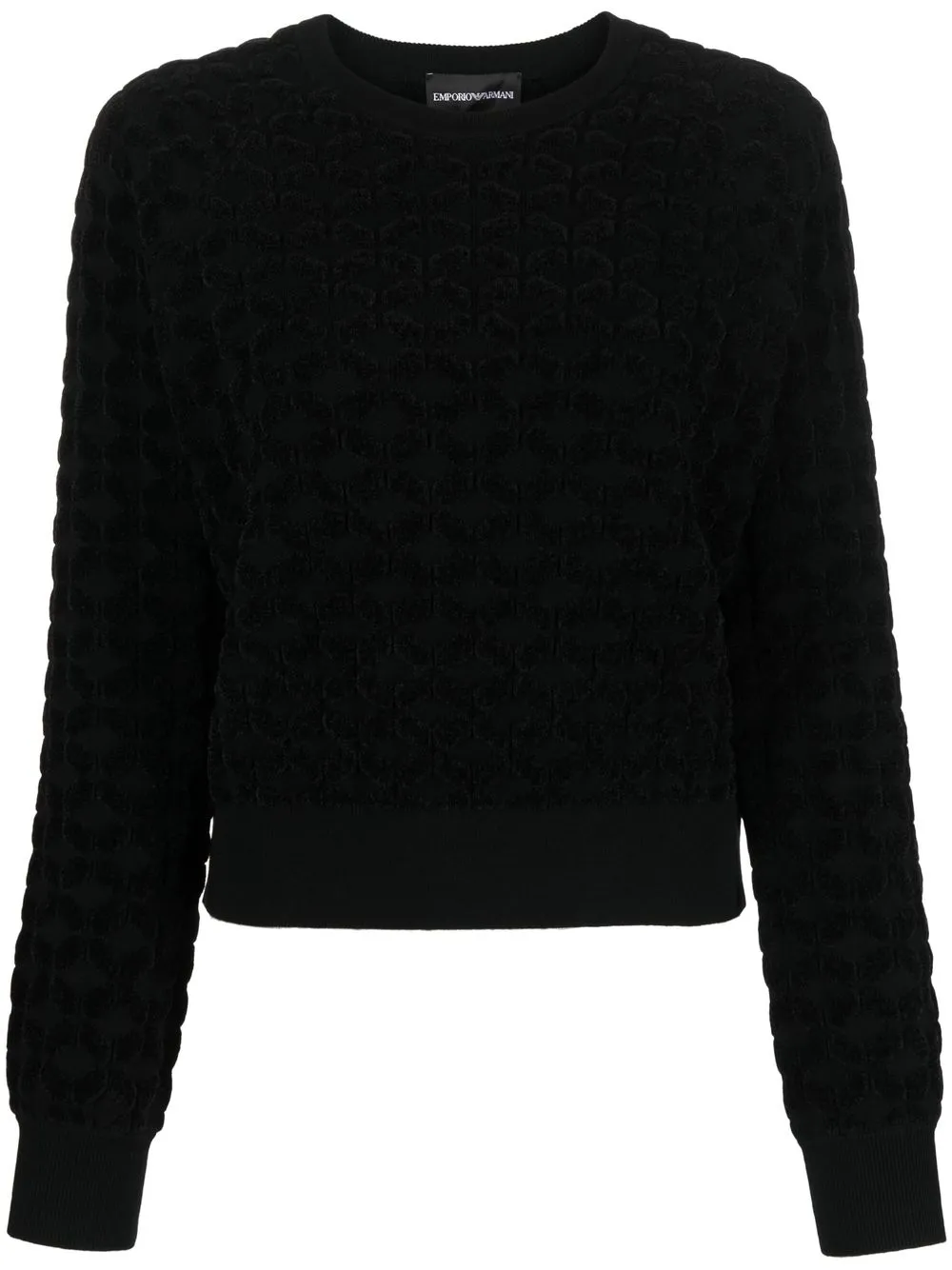 

Emporio Armani velvet-finish chunky-knit jumper - Black