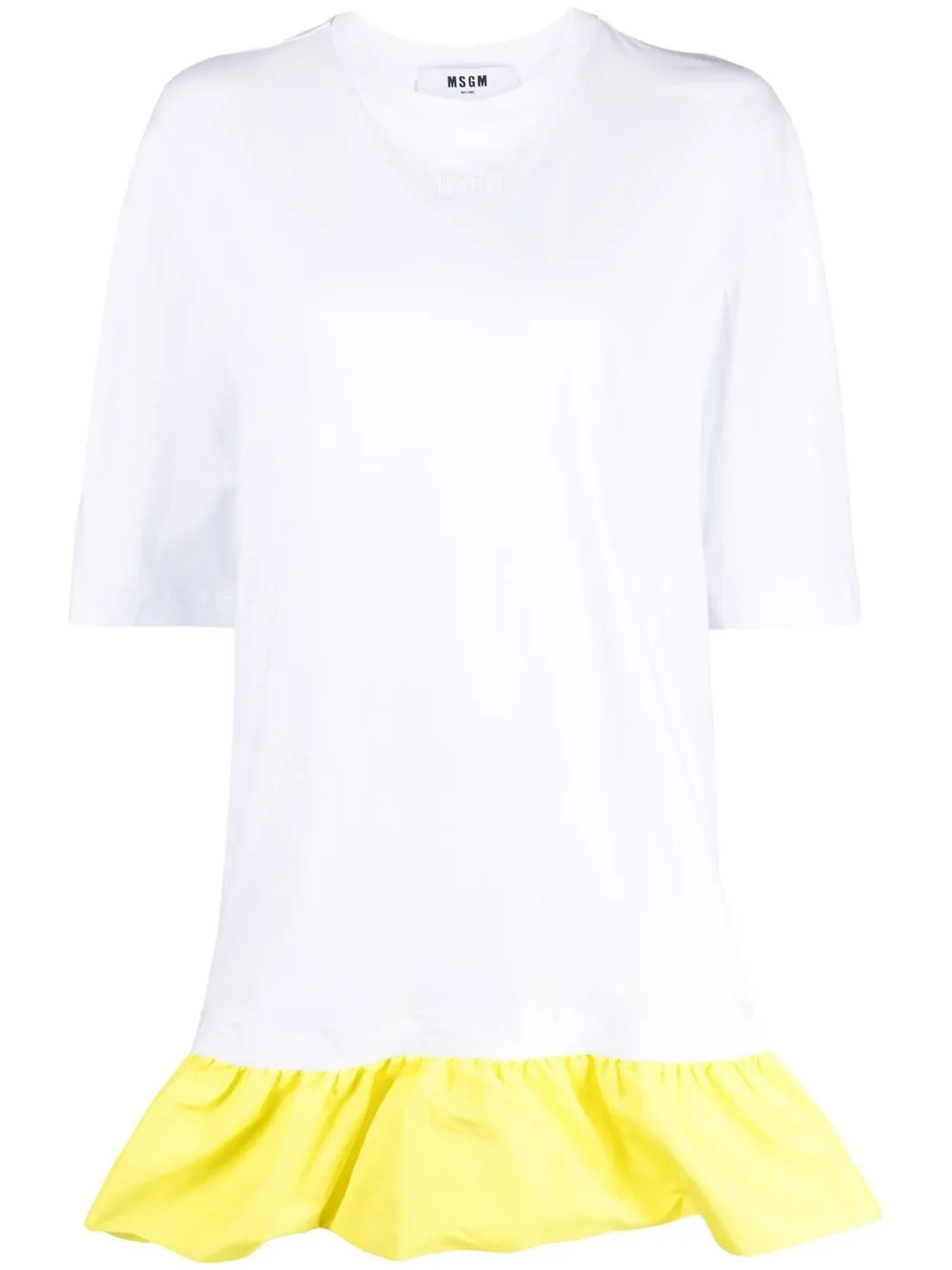 

MSGM vestido tipo playera con dobladillo de volantes - Blanco