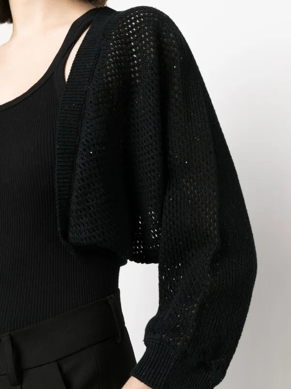 Fabiana Filippi open-knit Cropped Cardigan | Black | FARFETCH CA