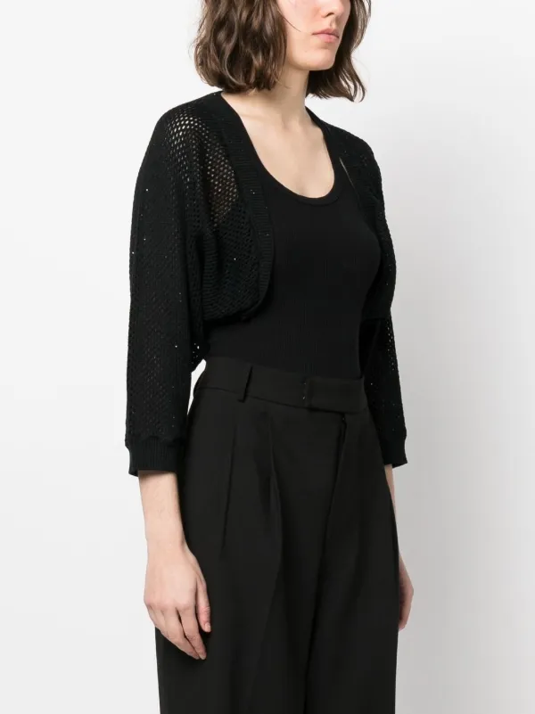 Fabiana Filippi open-knit Cropped Cardigan | Black | FARFETCH CA