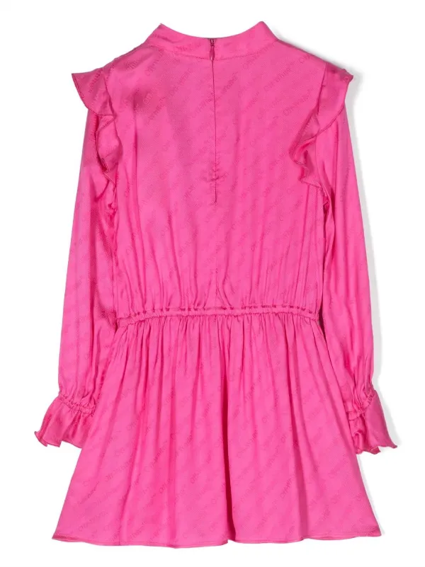 Off-White Kids Ruffled long-sleeve Dress Pink FARFETCH IN