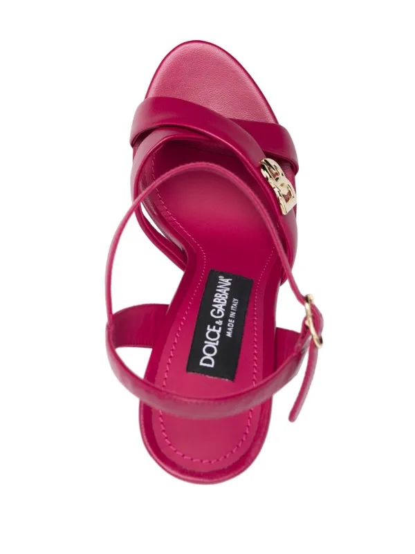 Dolce & Gabbana D＆Gロゴ フラットサンダル ピンク ピンクのガールズ DOLCE&GABBANAロゴ ストロー フラットスライド