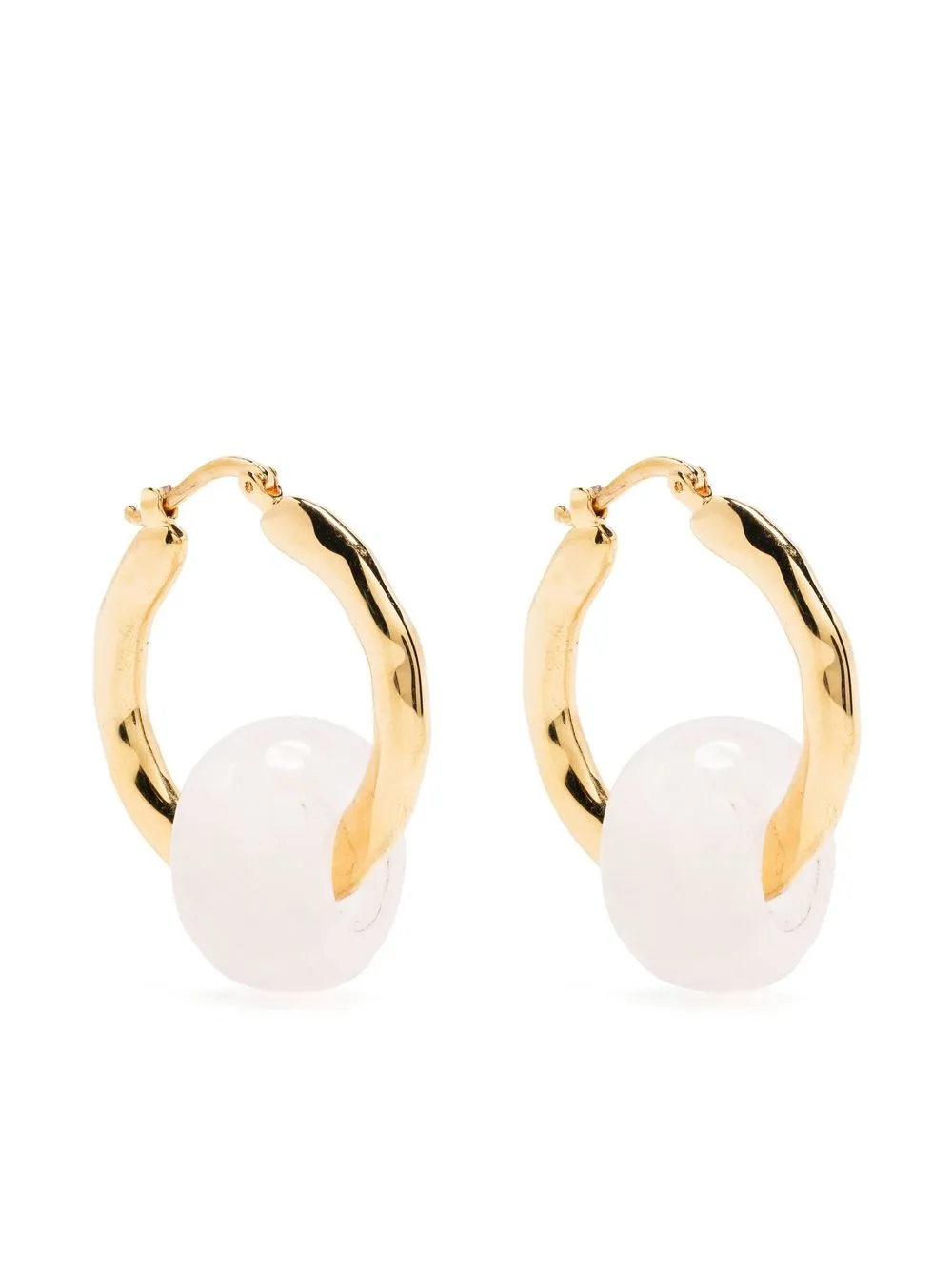 

Jil Sander natural stone hoop earrings - Gold